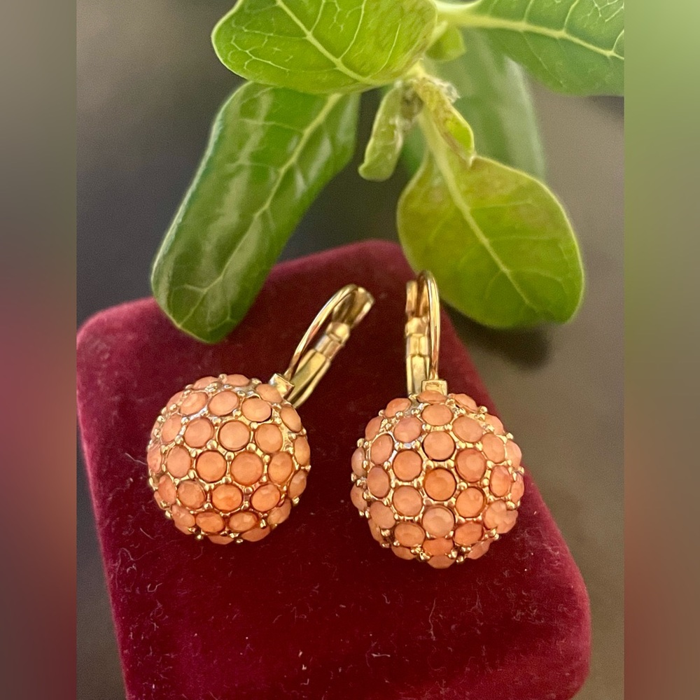The Gap Light Peach Pave Earrings - Picture 2 of 8